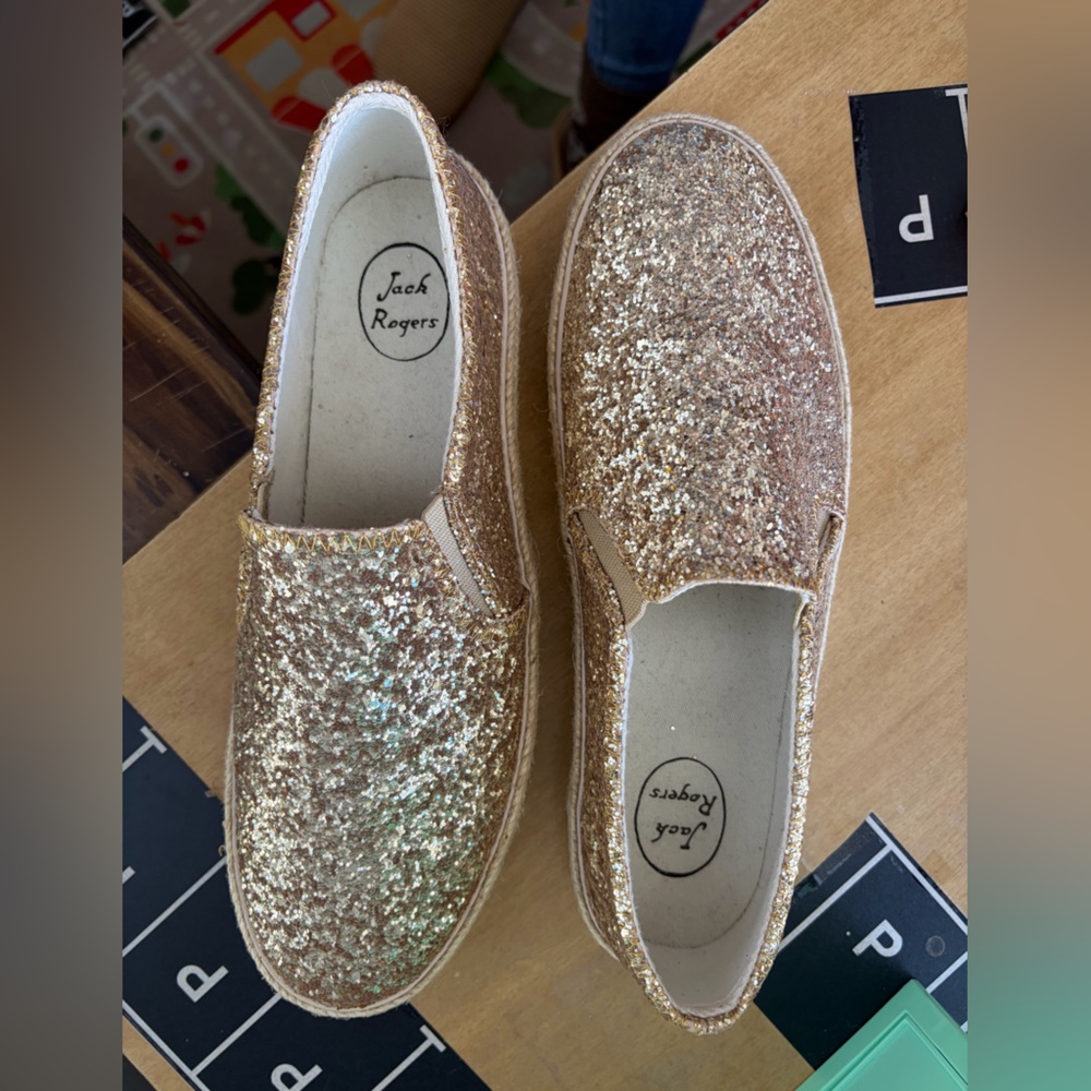 Jack Rogers Tucker gold glitter slip-on sneakers. - Picture 10 of 10